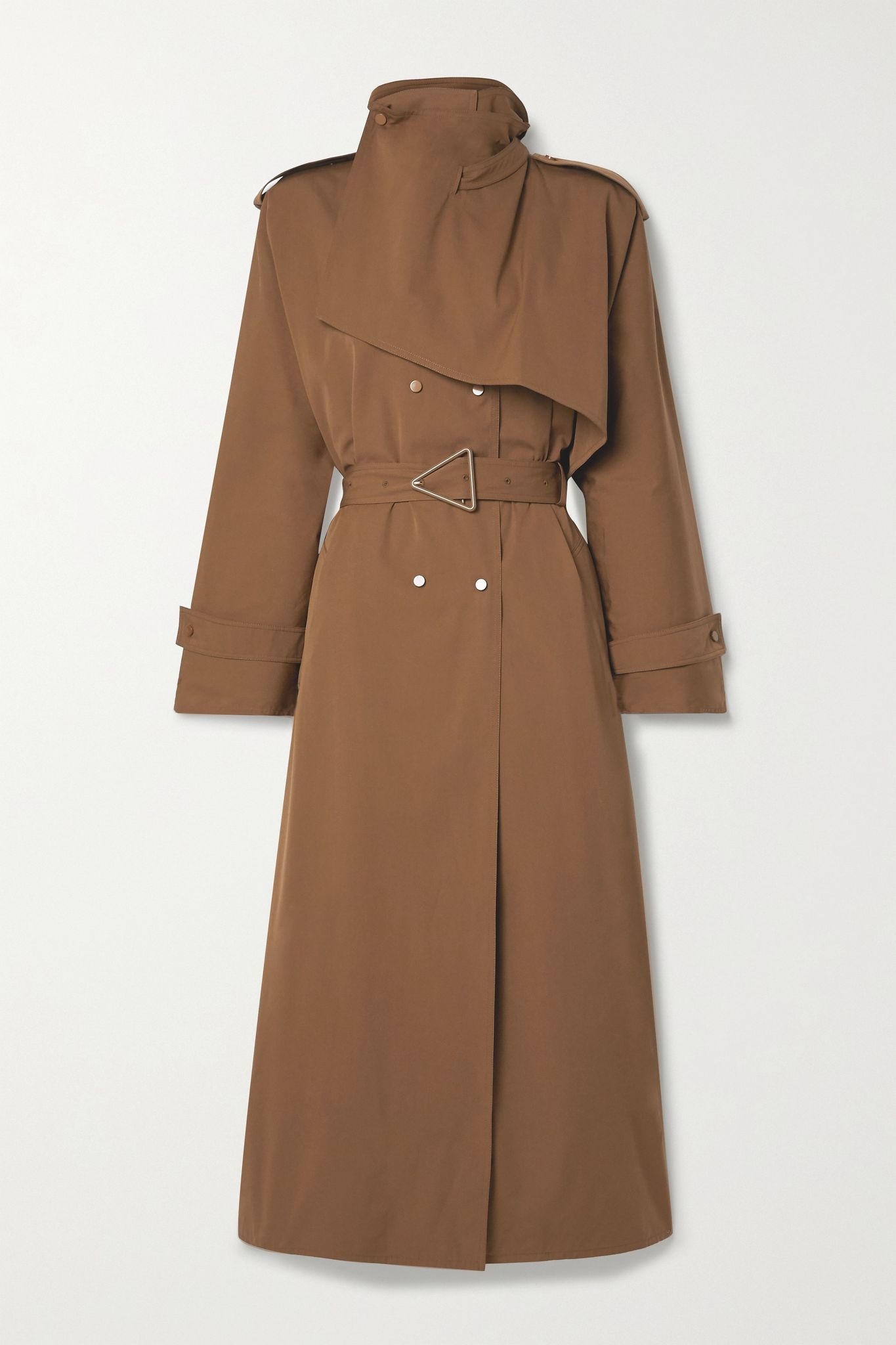 Belted double-breasted cotton-blend gabardine trench coat - 1