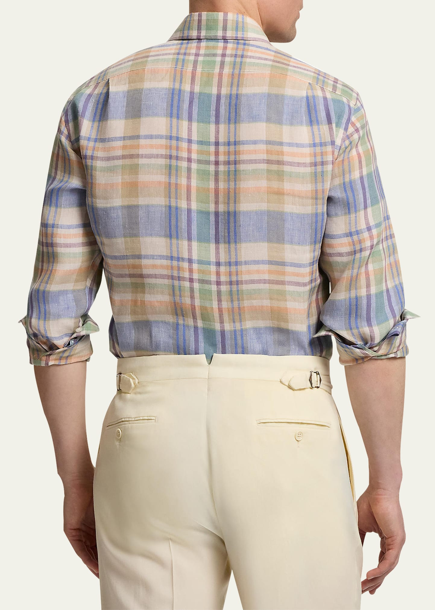 Men's Aston Linen Multicolor Plaid Sport Shirt - 3