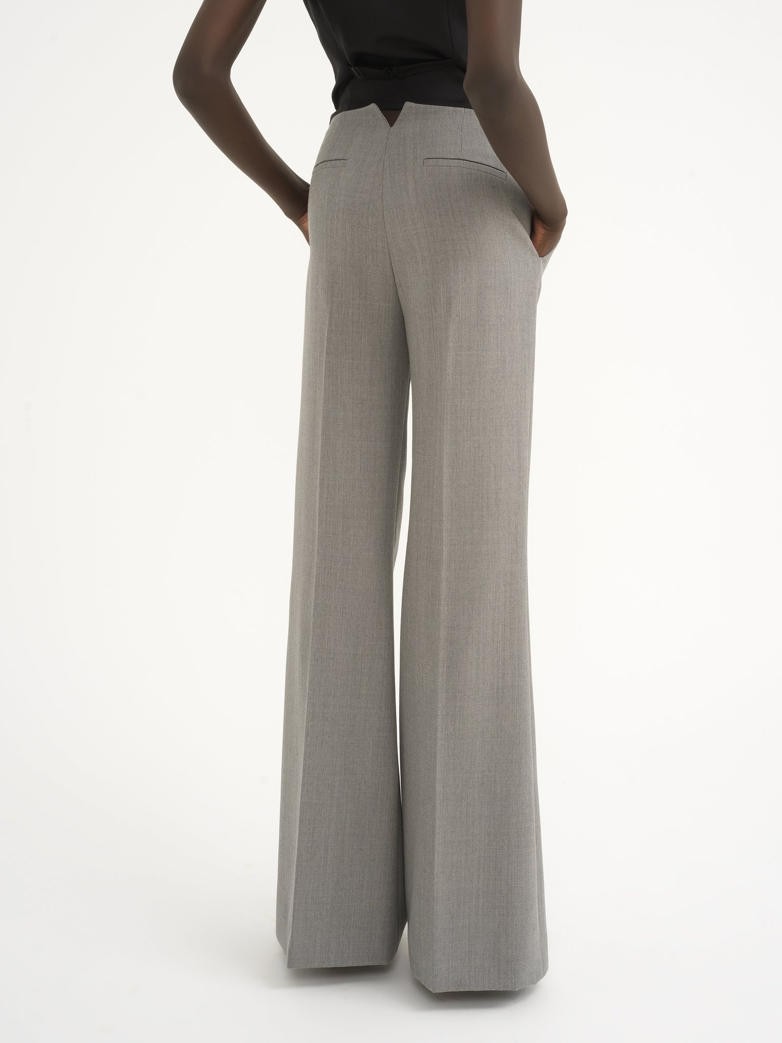 FLARE PANTS IN WOOL GRAIN DE POUDRE - 5