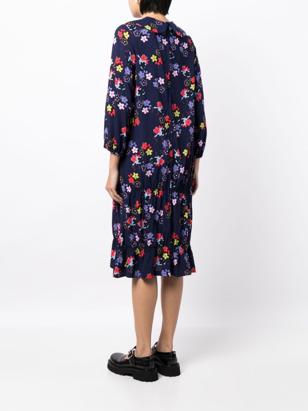floral-print Peter Pan-collar midi dress - 4