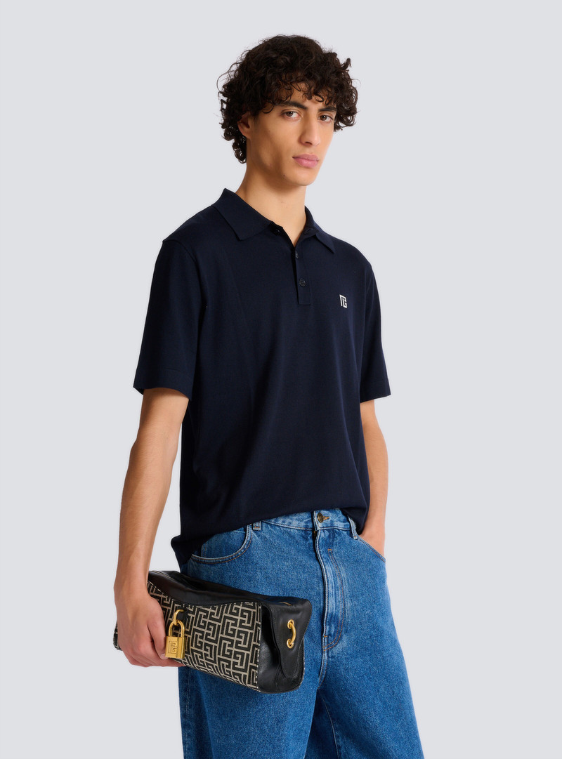 Pulse shoulder bag in monogram jacquard and calfskin 8