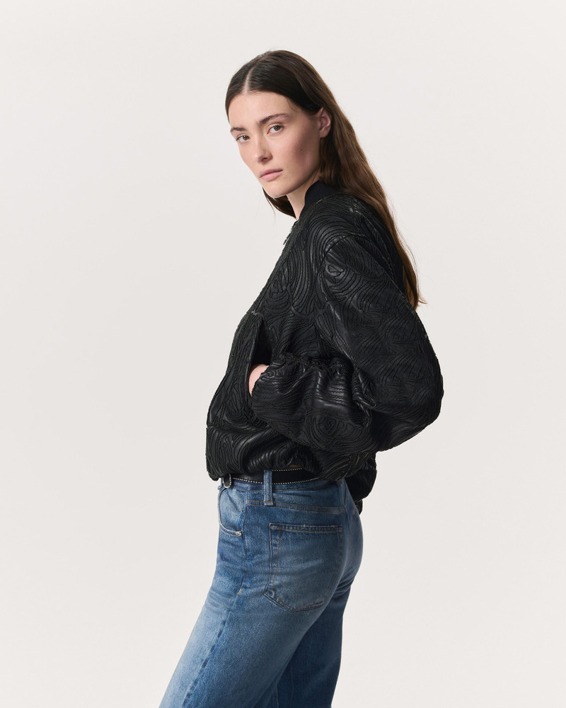 rag & bone Jemma Embroidered Faux Leather Bomber Jacket outlook