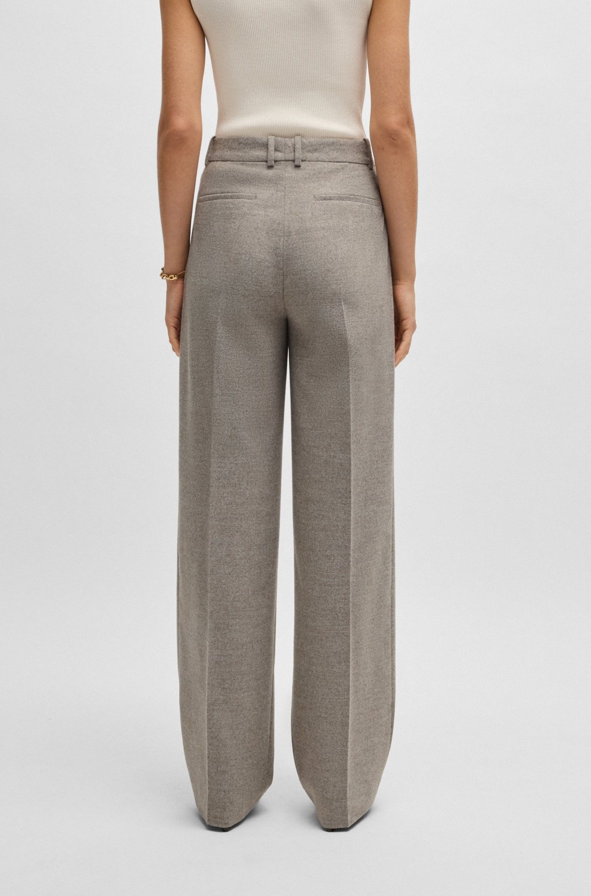 STRAIGHT-LEG TROUSERS IN STRETCH FABRIC - 4