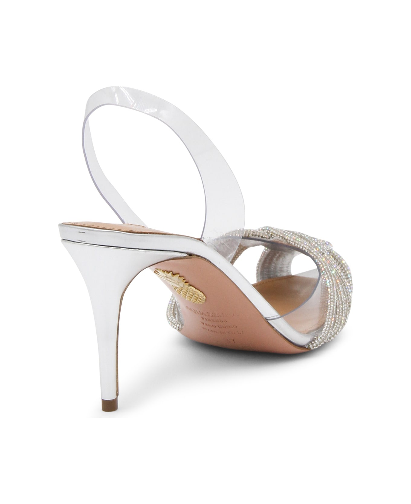 Clear And Silver-tone Leather Gatsby Sling Pumps - 2