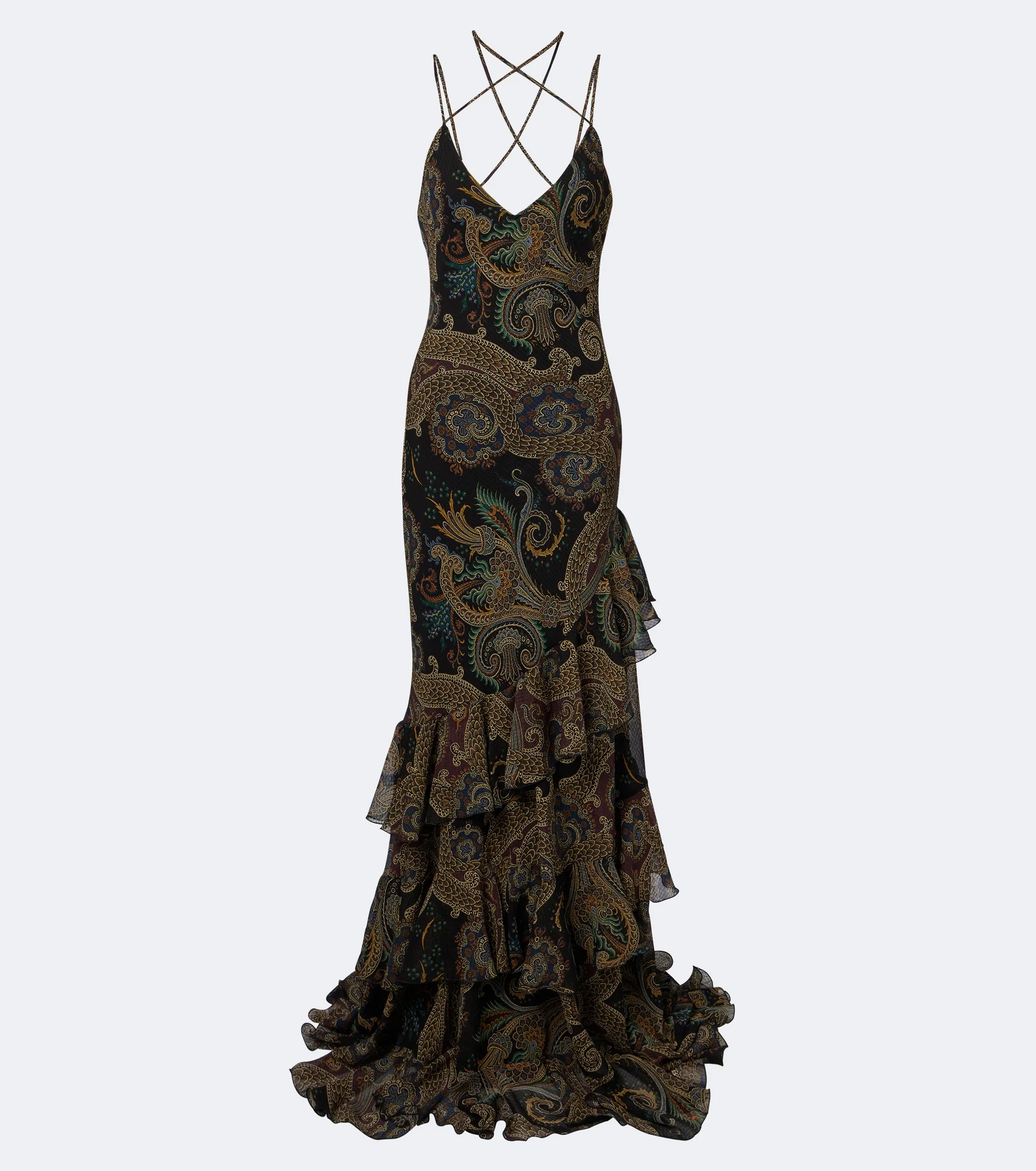 Paisley ruffled seersucker gown - 1