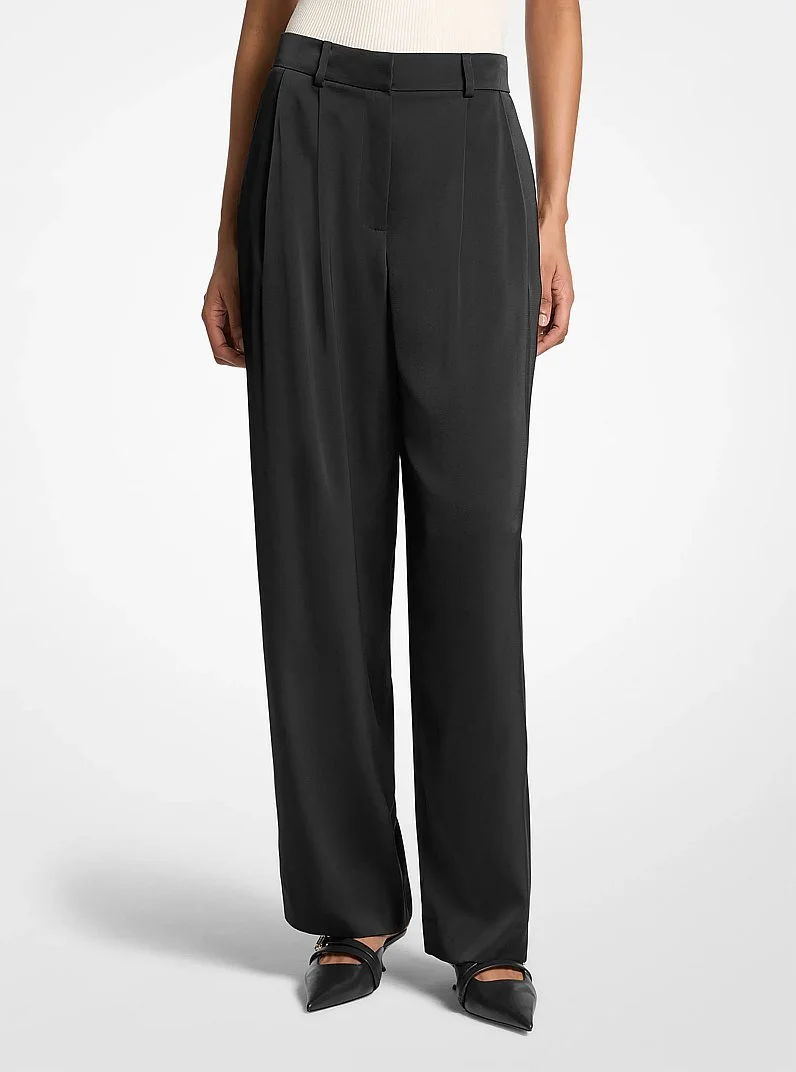 Pleated Satin Pants - 1