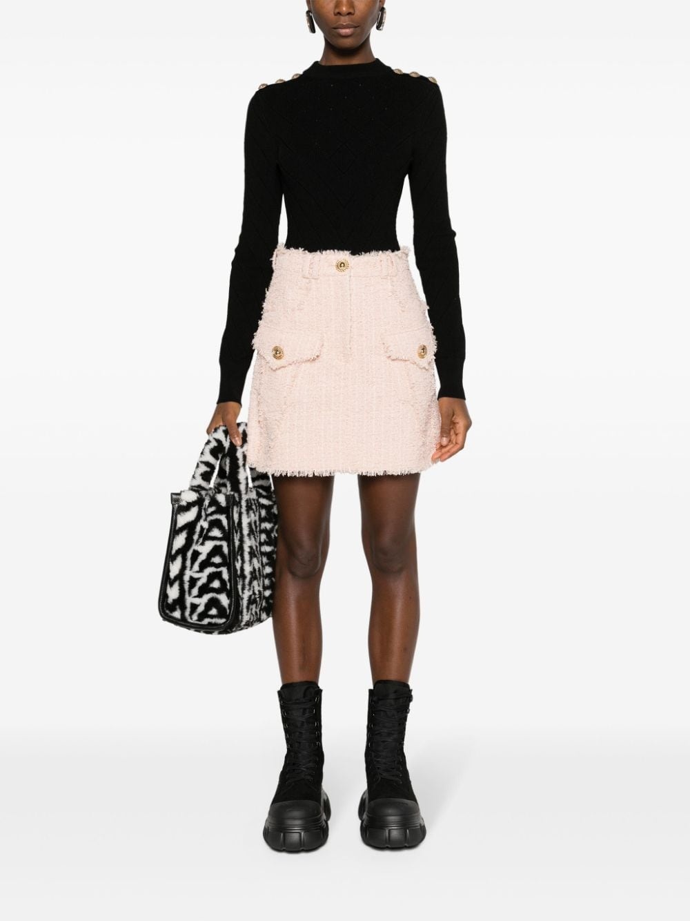 frayed tweed miniskirt - 2