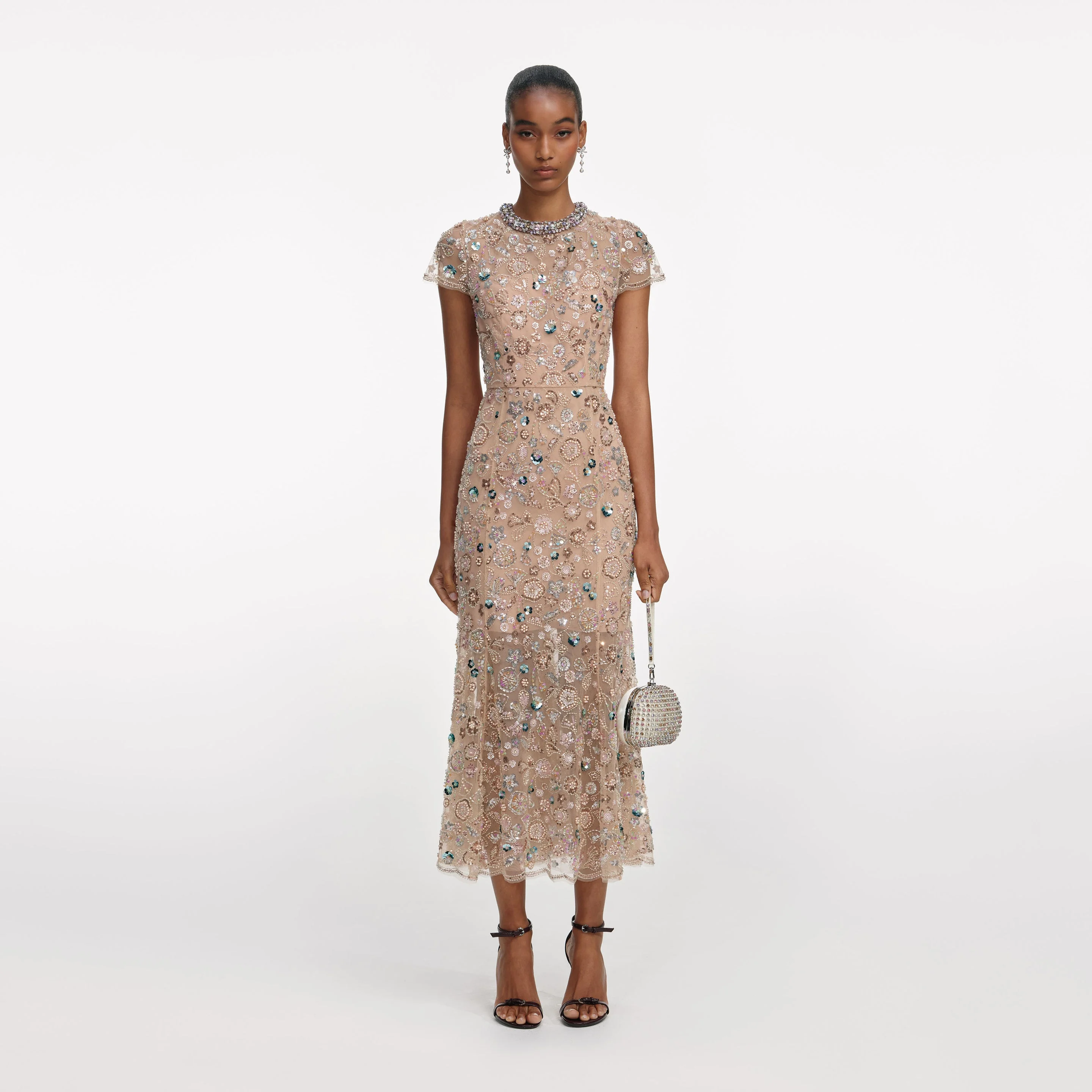 self portrait embroidered midi dress self-portrait - White Bow Embroidered Midi Dress