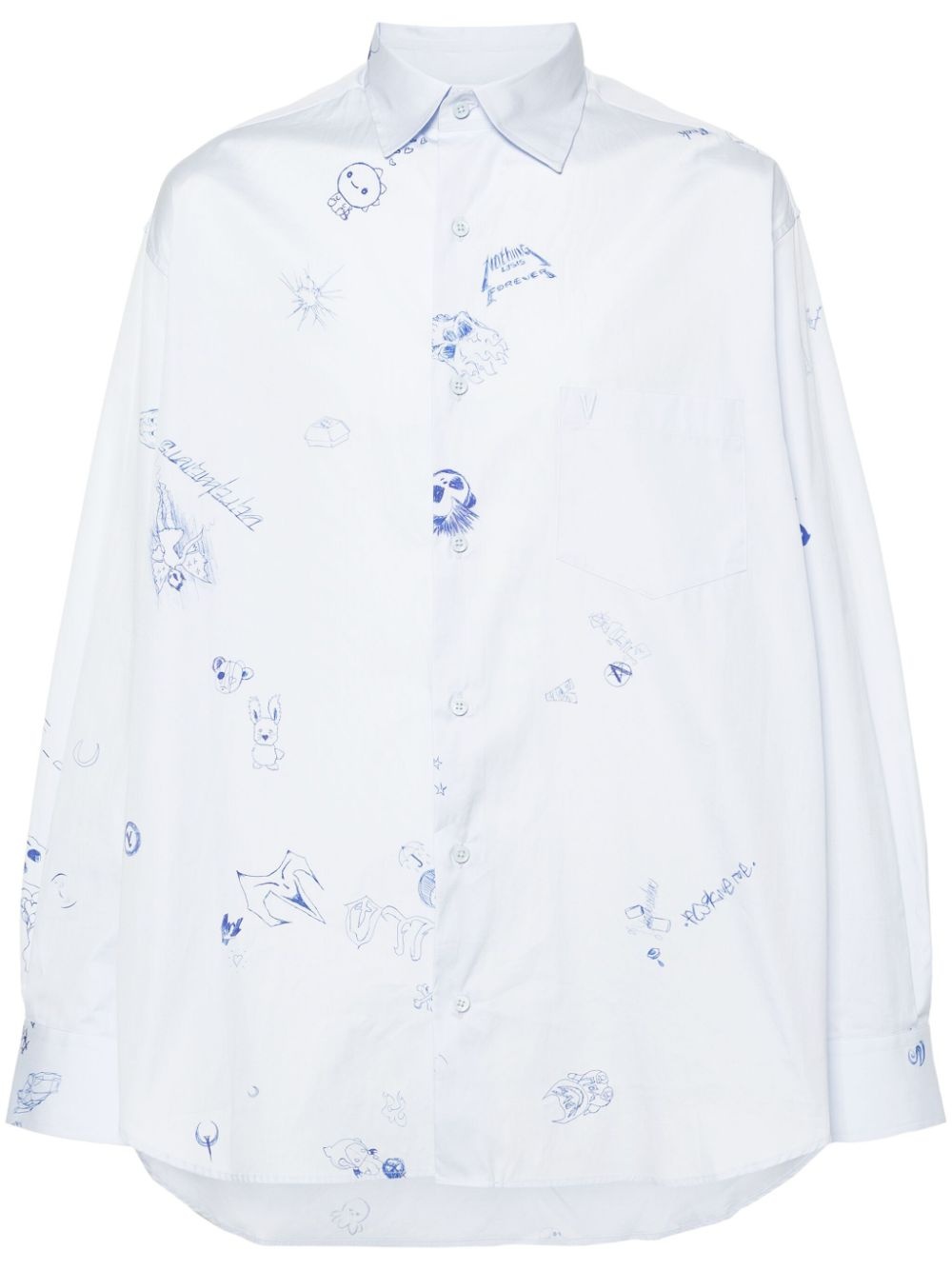 Scribble-print cotton shirt - 1