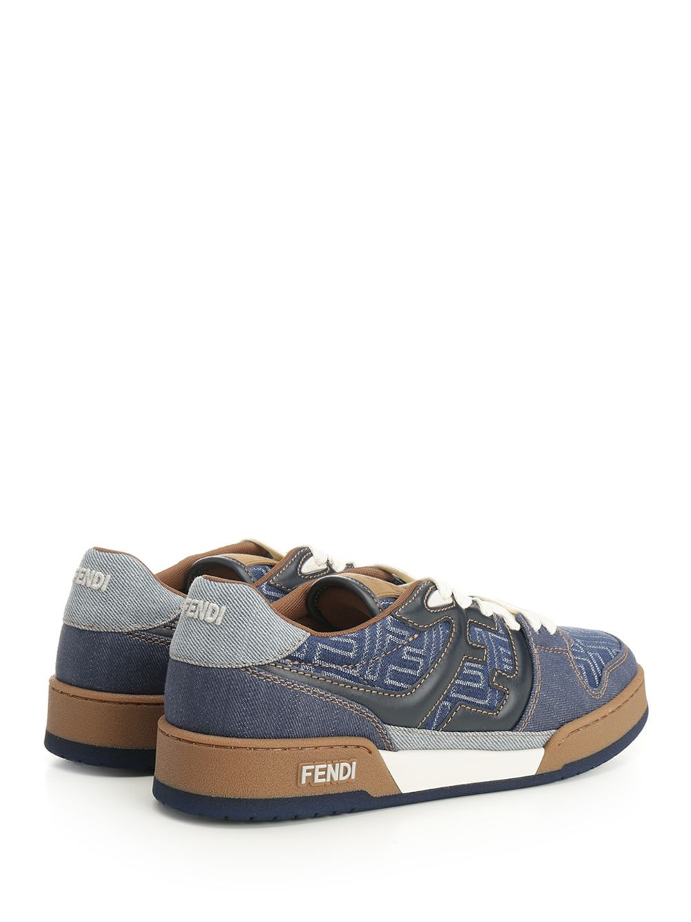 Match Denim Ff Embossed Sneakers Blue - 3