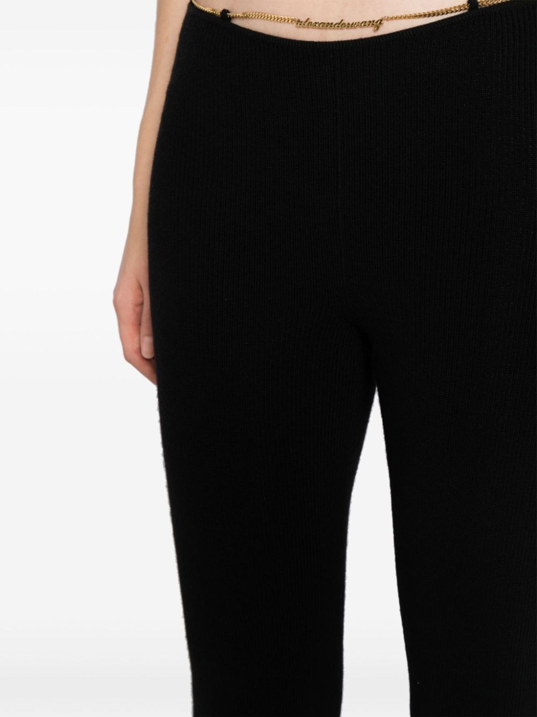 ribbed chain-link flared trousers - 5