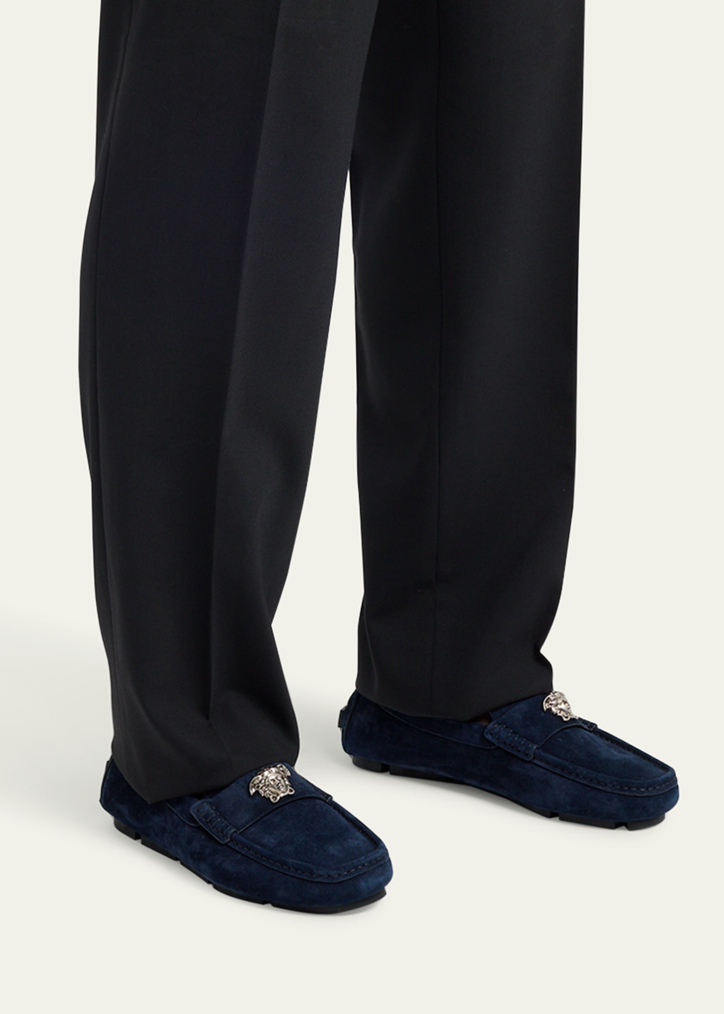 Men's Medusa-Ornament Suede Drivers - 2