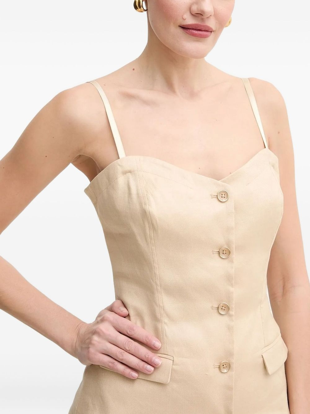 button-front linen-blend top - 3