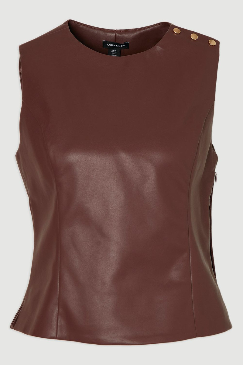 Faux Leather Button Tailored Top 4