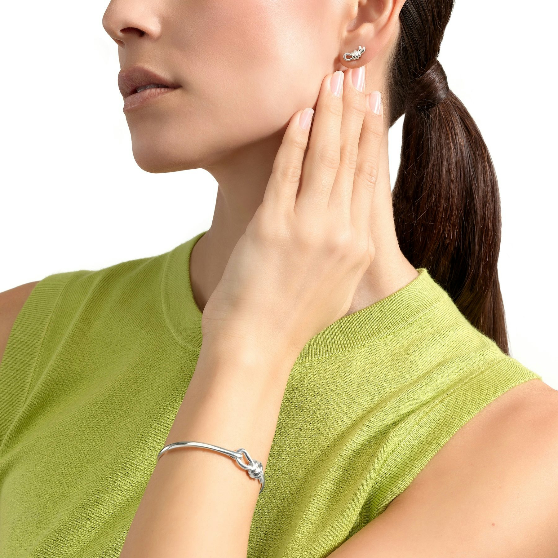 SILVER NODO STUD EARRING - 4
