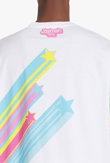 Balmain x Barbie - Oversized multicolor eco-designed cotton T-shirt with pink Balmain logo print - 8