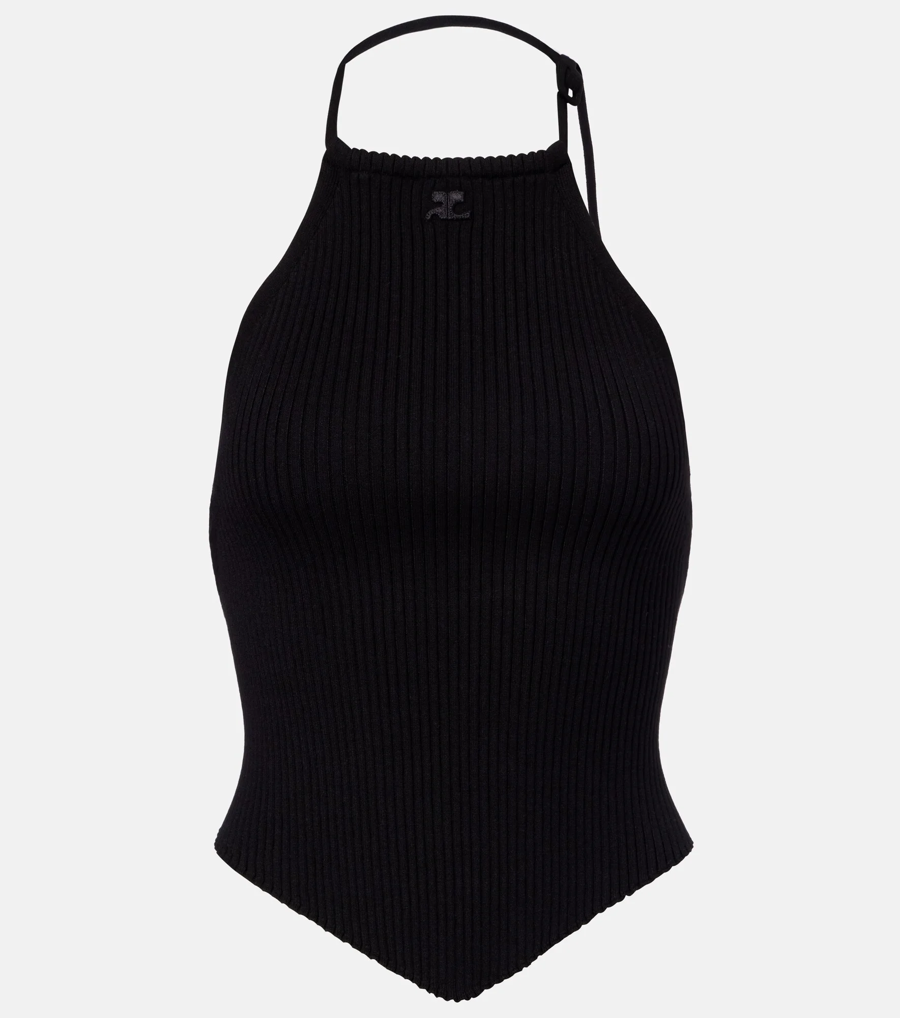 Pointy ribbed-knit halterneck top - 1