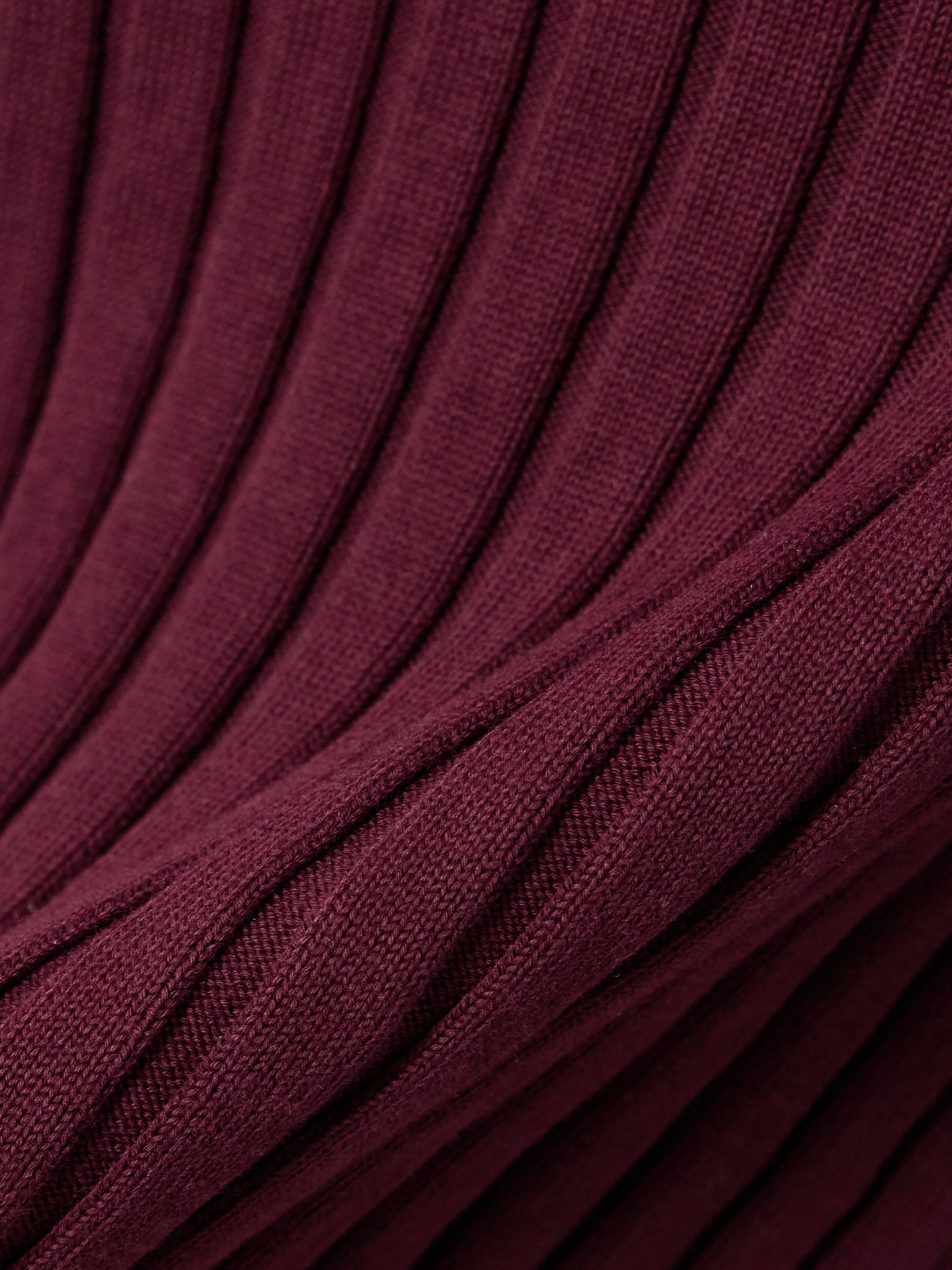 Asymmetric ribbed organic cotton midi skirt Burgundy - 5