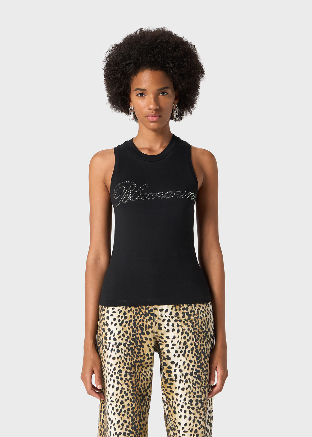 JERSEY TANK TOP WITH BLUMARINE RHINESTONE EMBROIDERY - 3
