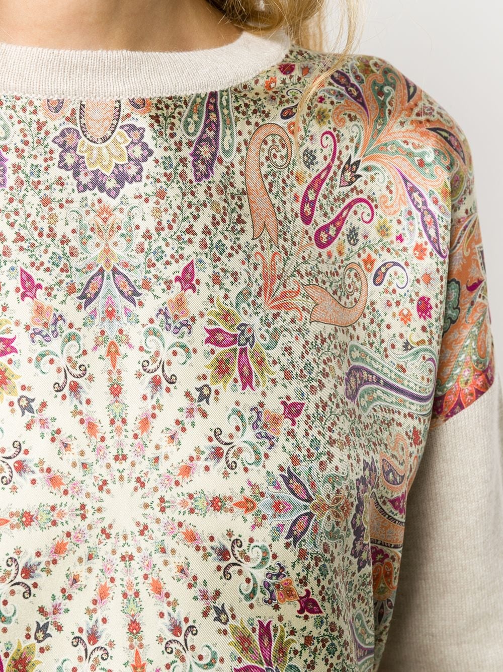 paisley print contrast-sleeve jumper - 5