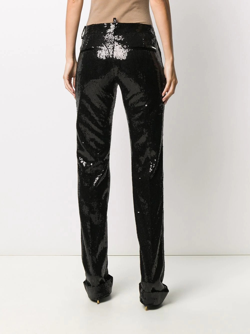 sequin embroidered straight trousers - 4