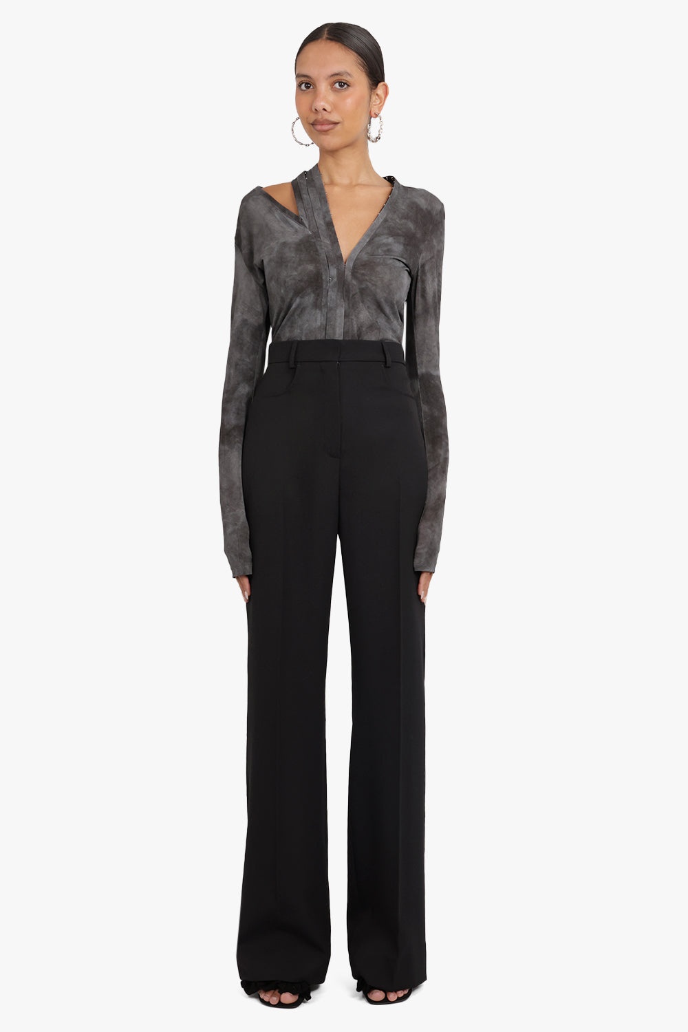 HOOK & EYE V NECK BODYSUIT | CLOUDY GREY - 2