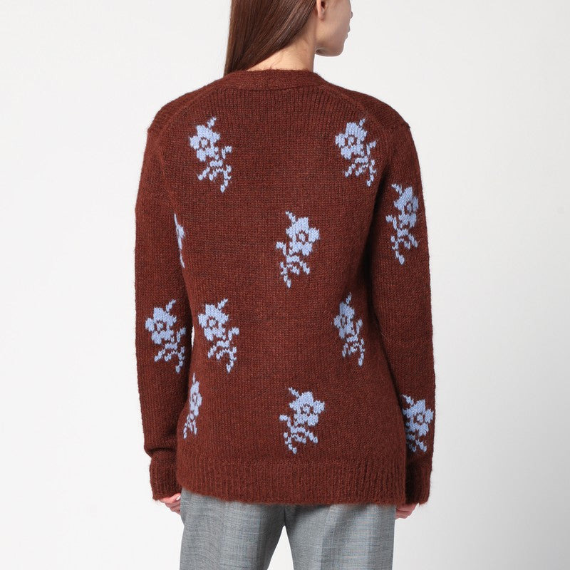 Jil Sander Brown Cardigan With Floral Inlay Women - 2