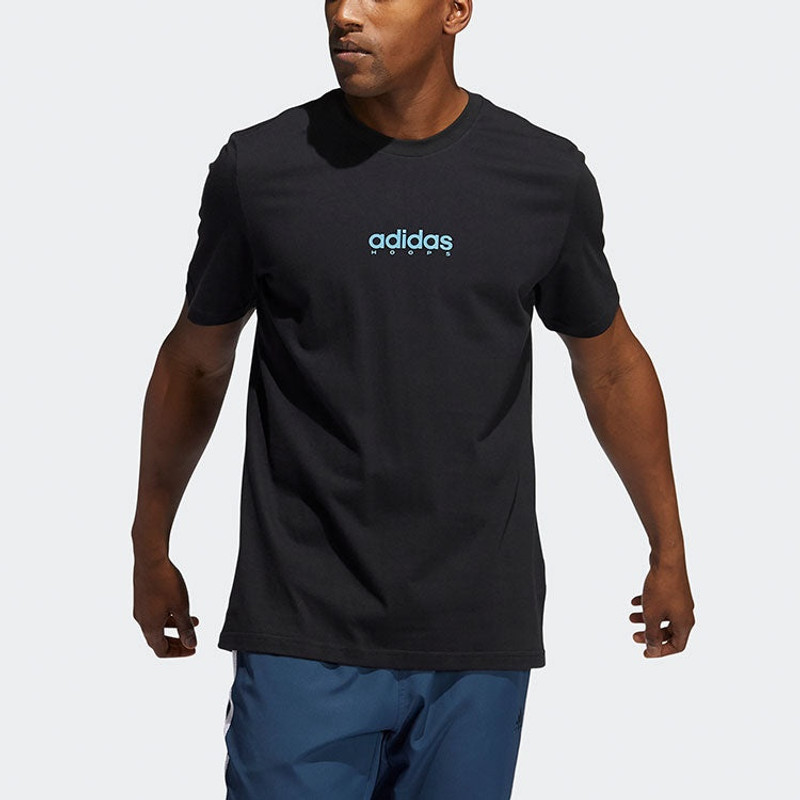 adidas adidas Swish Tee Alphabet Printing Basketball Sports Short Sleeve Black GN5119 outlook