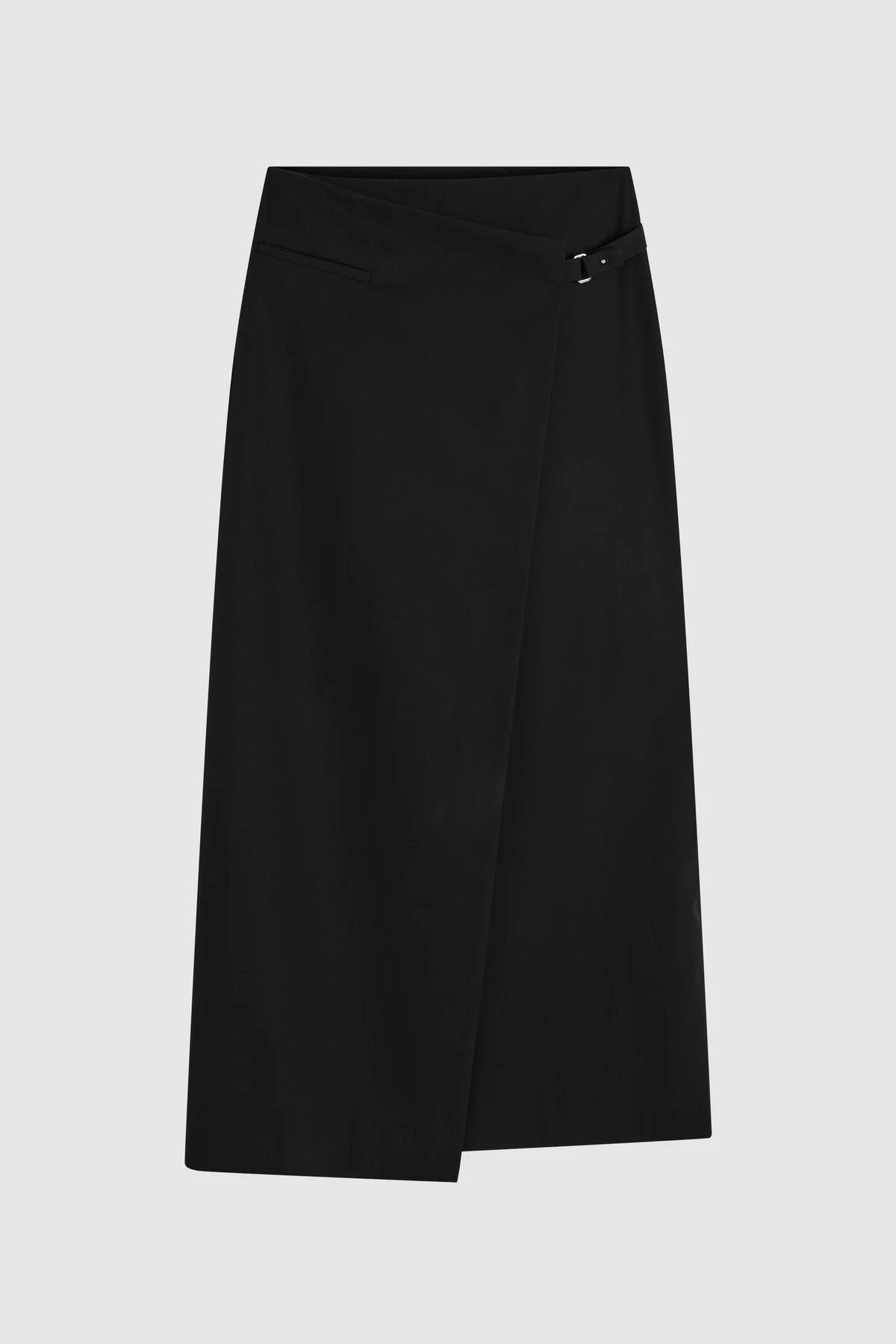 Tailored Wrap Skirt - Black - 1