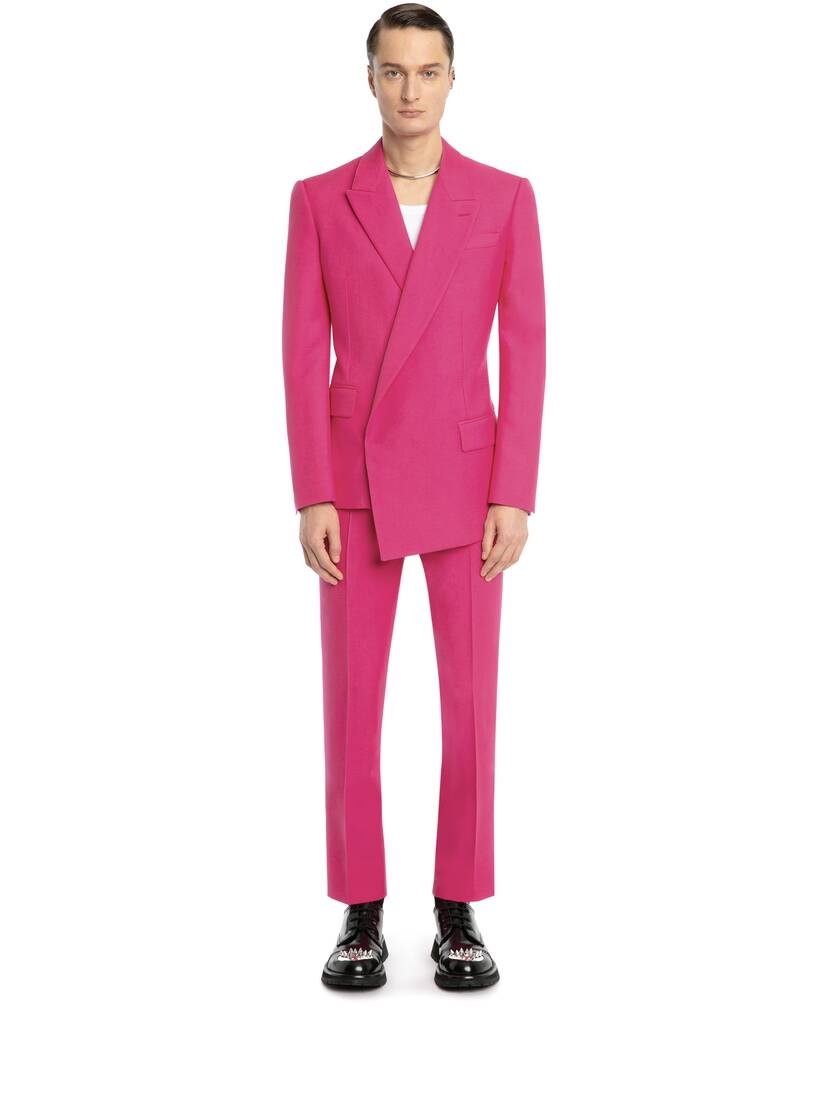 Asymmetric Double-breasted Jacket in Electric Pink - 2