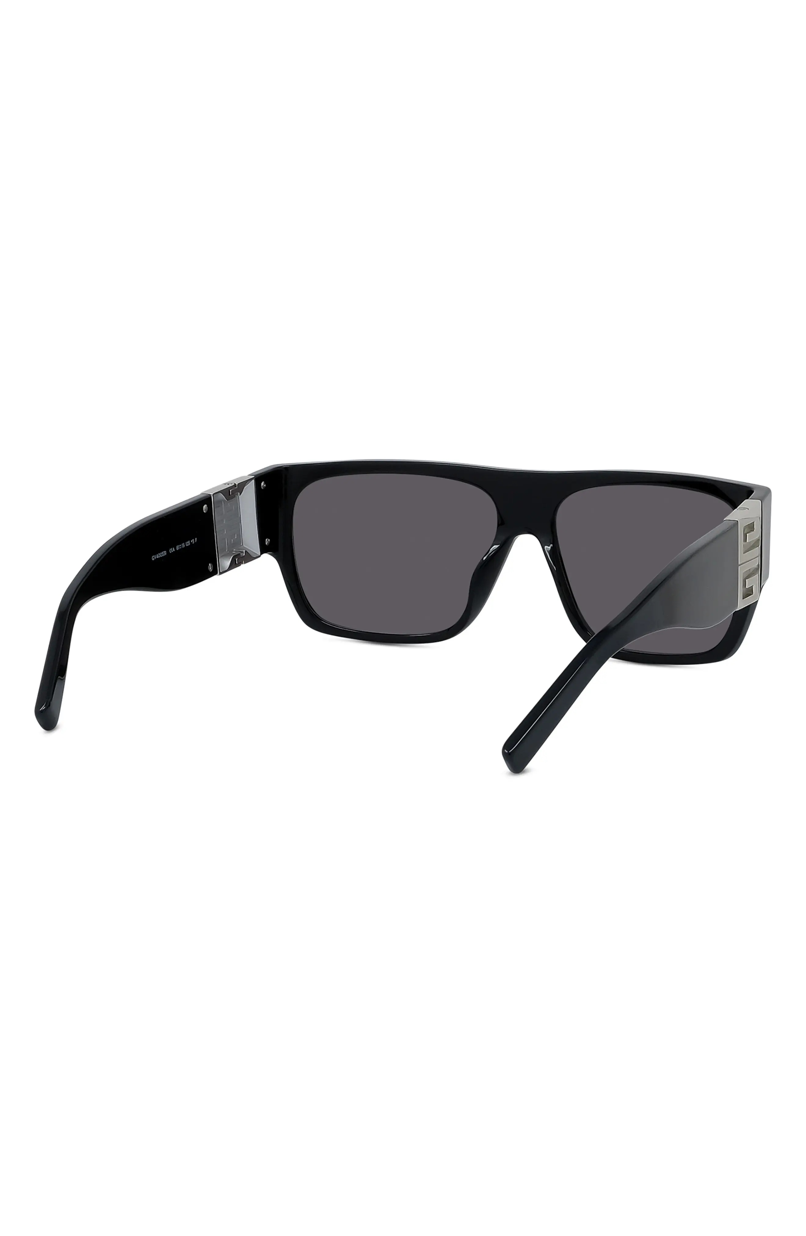 4G Rectangular Sunglasses in Shiny Black /Smoke - 5