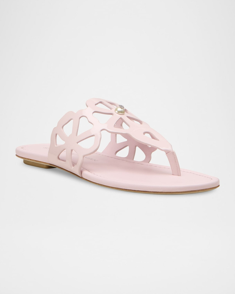 Stuart Weitzman Jasmine Patent Cutout Thong Sandals outlook