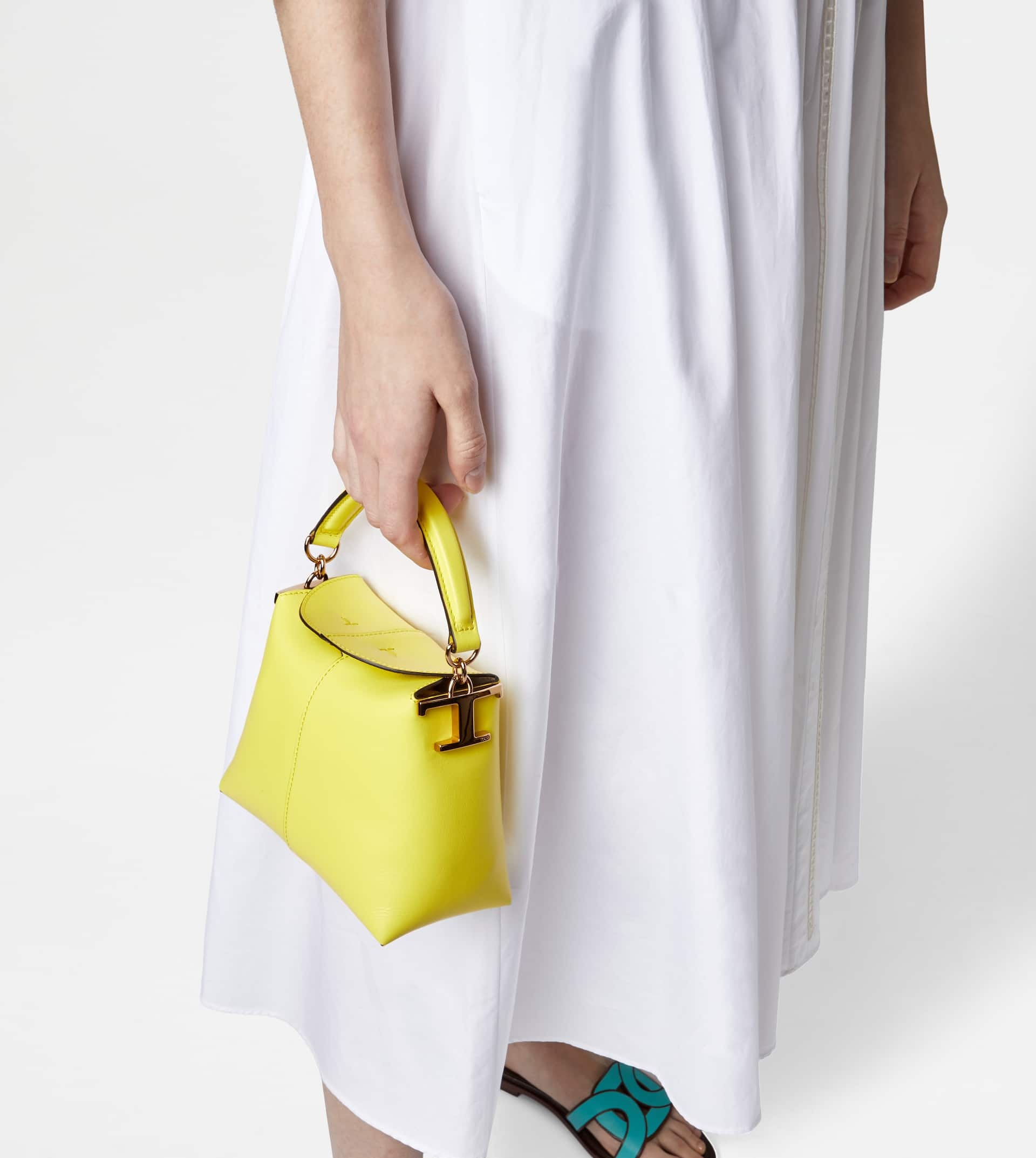 TOD'S T CASE TOTE MESSENGER BAG IN LEATHER MICRO - YELLOW - 2