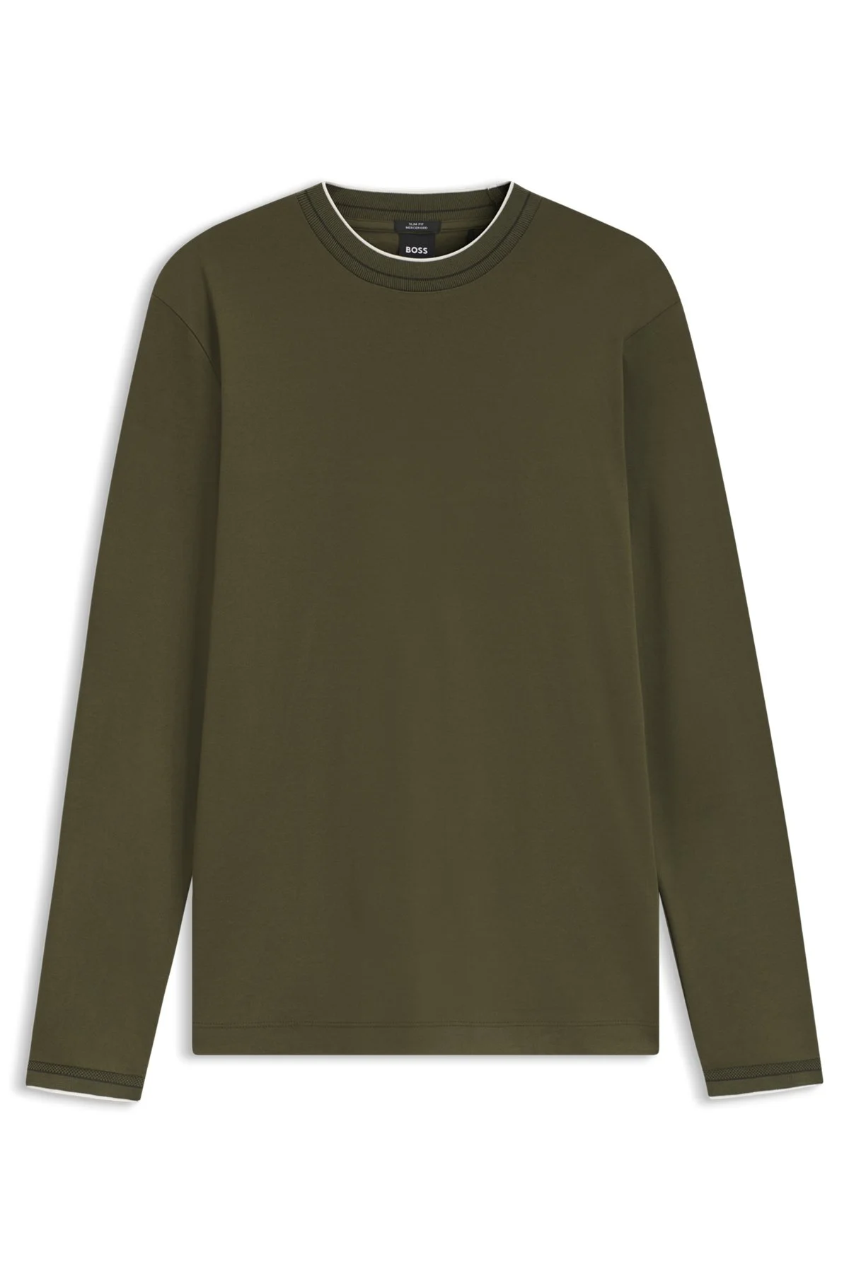 LONG-SLEEVED T-SHIRT IN MERCERIZED COTTON WITH CONTRAST TRIM - 1