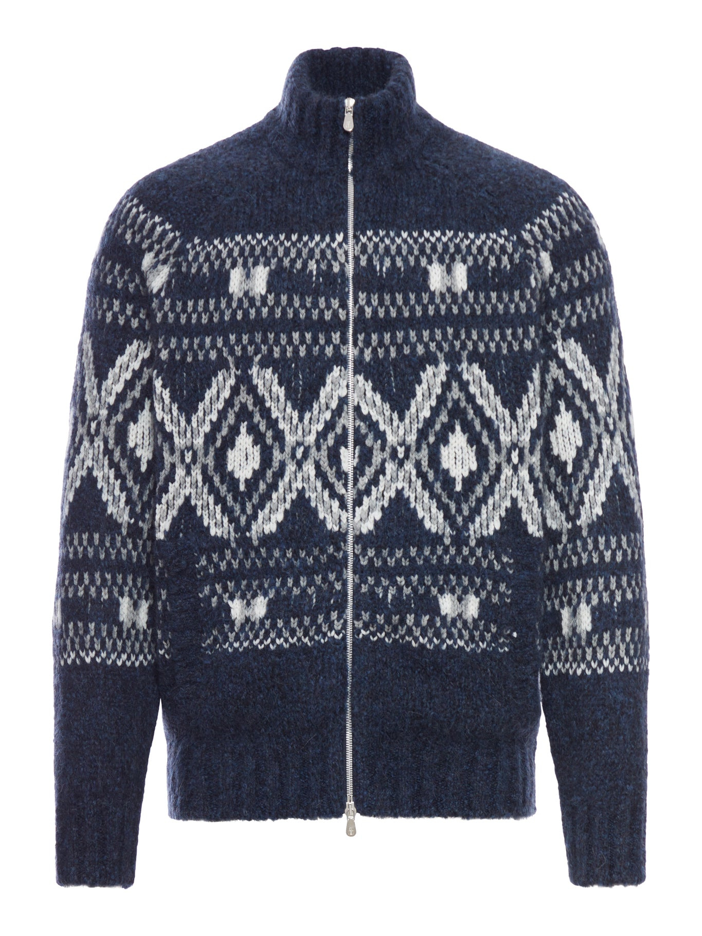 GEOMETRIC JACQUARD CARDIGAN IN WOOL AND CASHMERE - 2