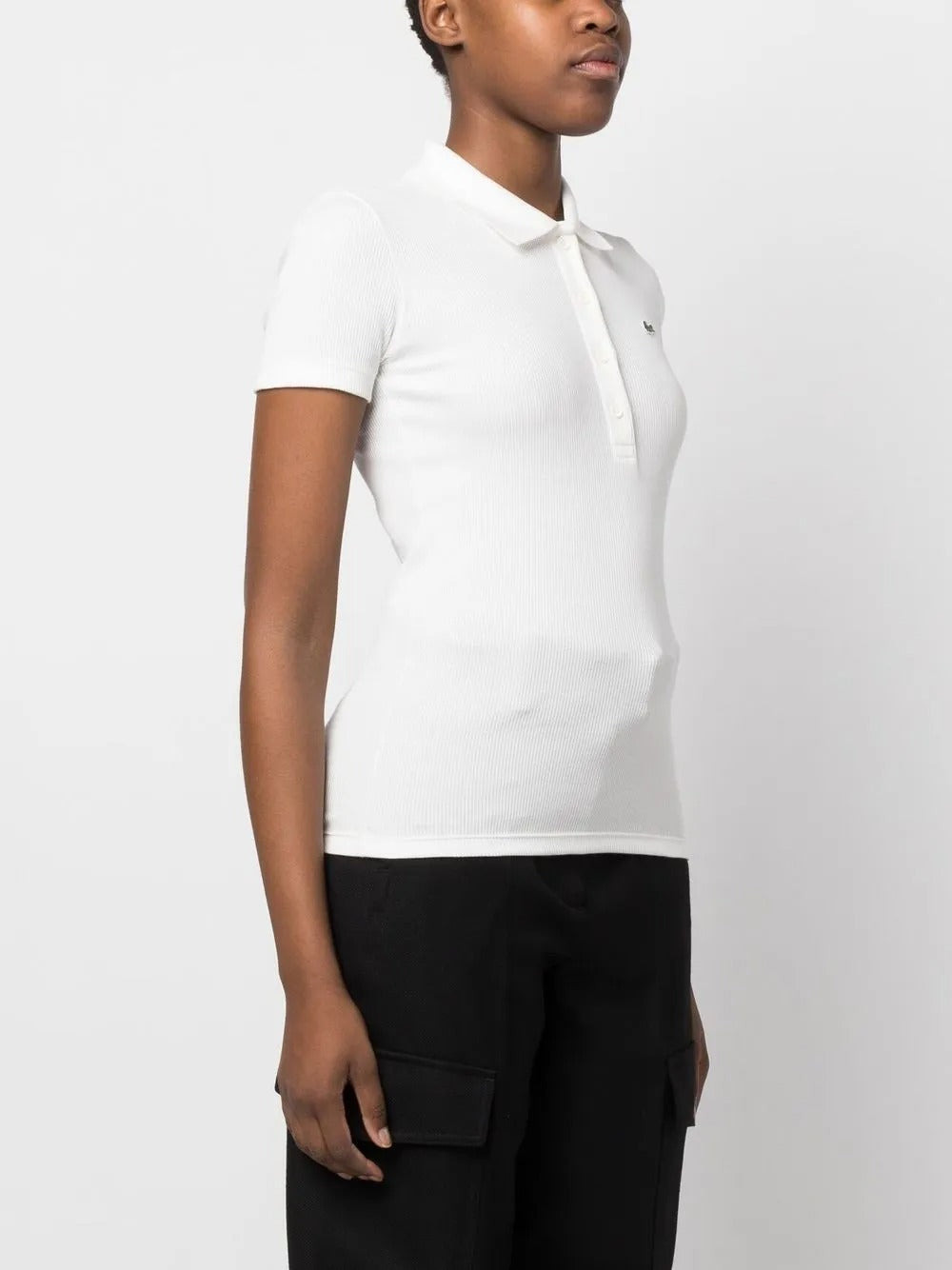 LACOSTE - Women Slim Fit Ribbed Cotton Polo Shirt - 2