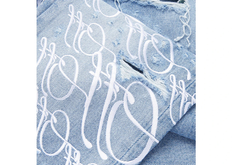 Off-White OFF-WHITE EV BRAVADO Crystal Distressed Denim Jeans Light Blue outlook