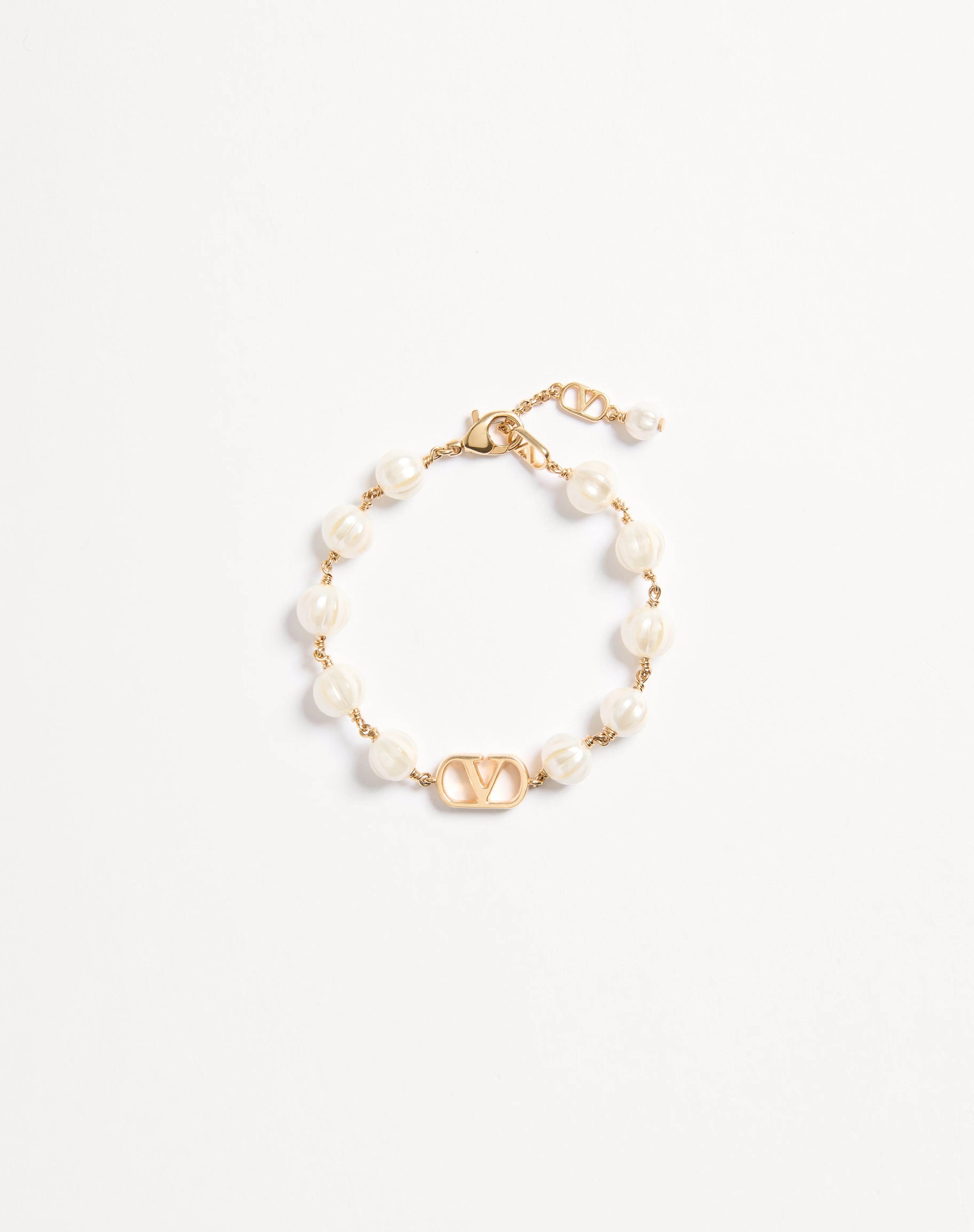VLOGO SIGNATURE BRACELET IN METAL WITH GLASS BEADS - 1
