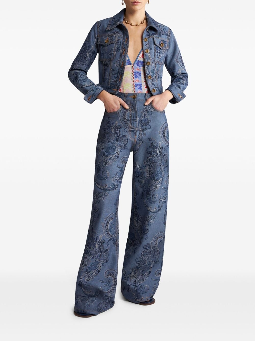 paisley-print wide-leg jeans - 2