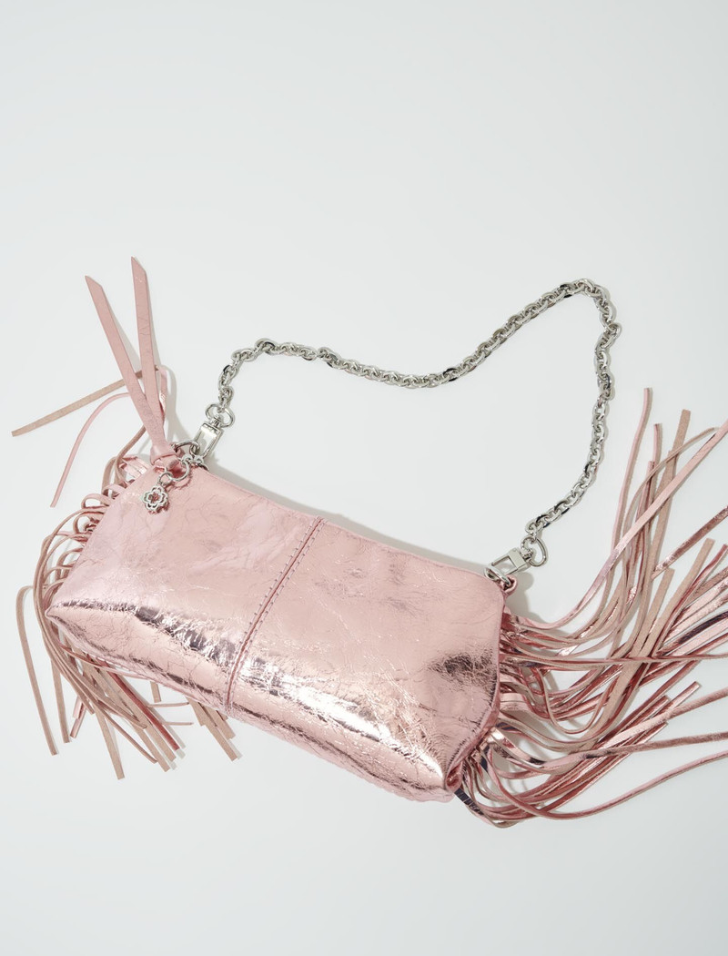 maje Metallic leather Miss M clutch bag outlook