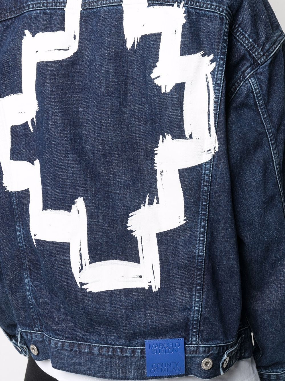 Tempura cross-print denim jacket - 5