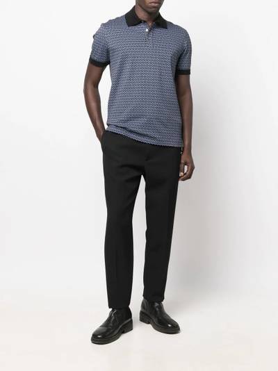 Salvatore Ferragamo monogram-print short-sleeve polo shirt outlook