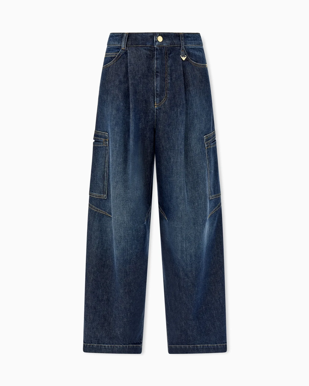 WIDE-LEG DENIM JEANS WITH CARGO POCKETS - 1
