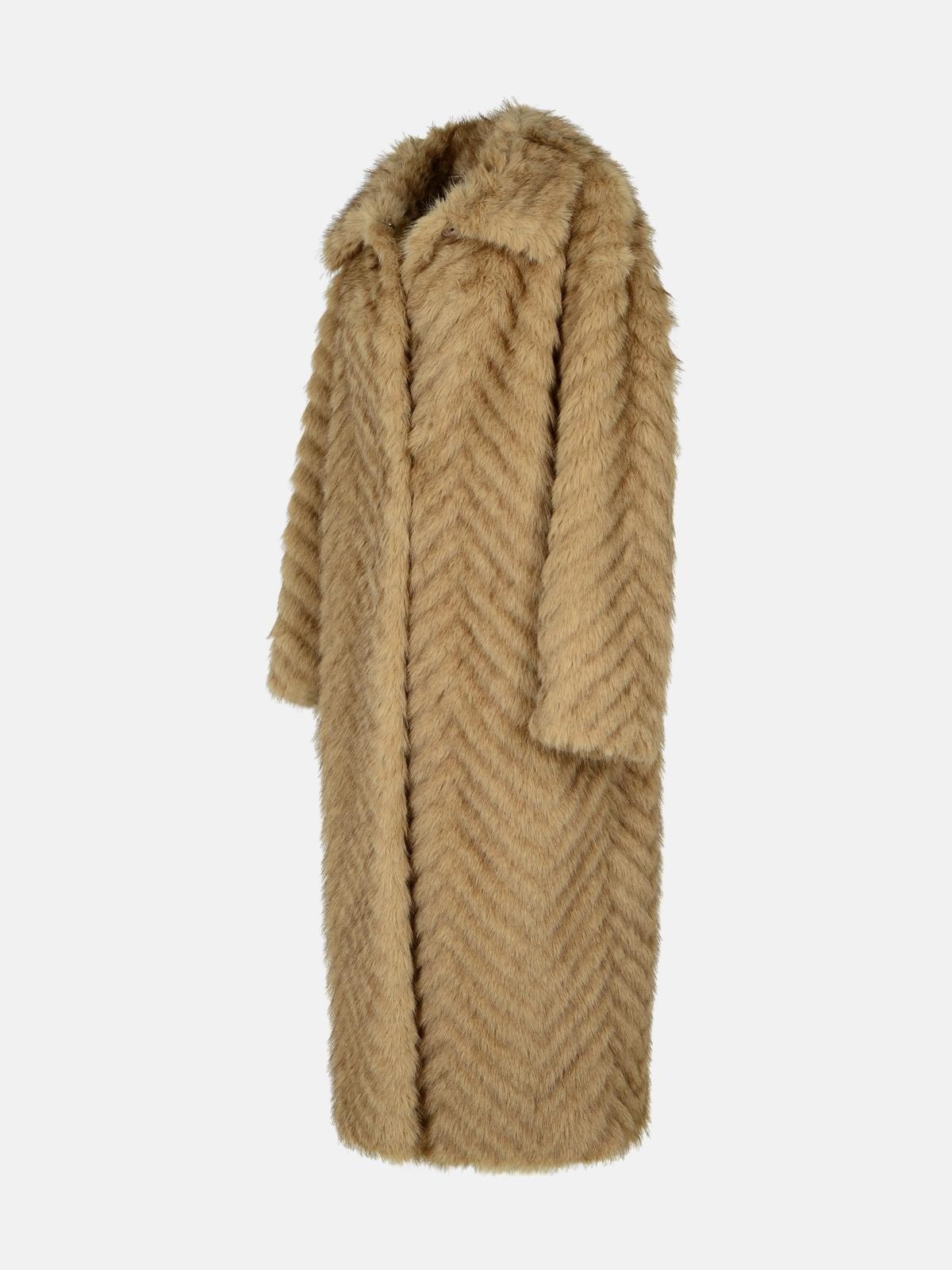 'WYNTHER' BROWN FAUX FUR COAT - 2