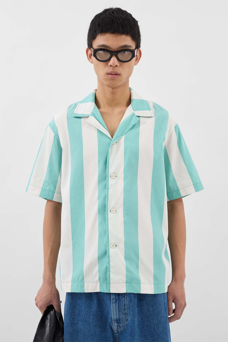 SUNNEI SHORTSLEEVE SHIRT / off white & green stripes outlook