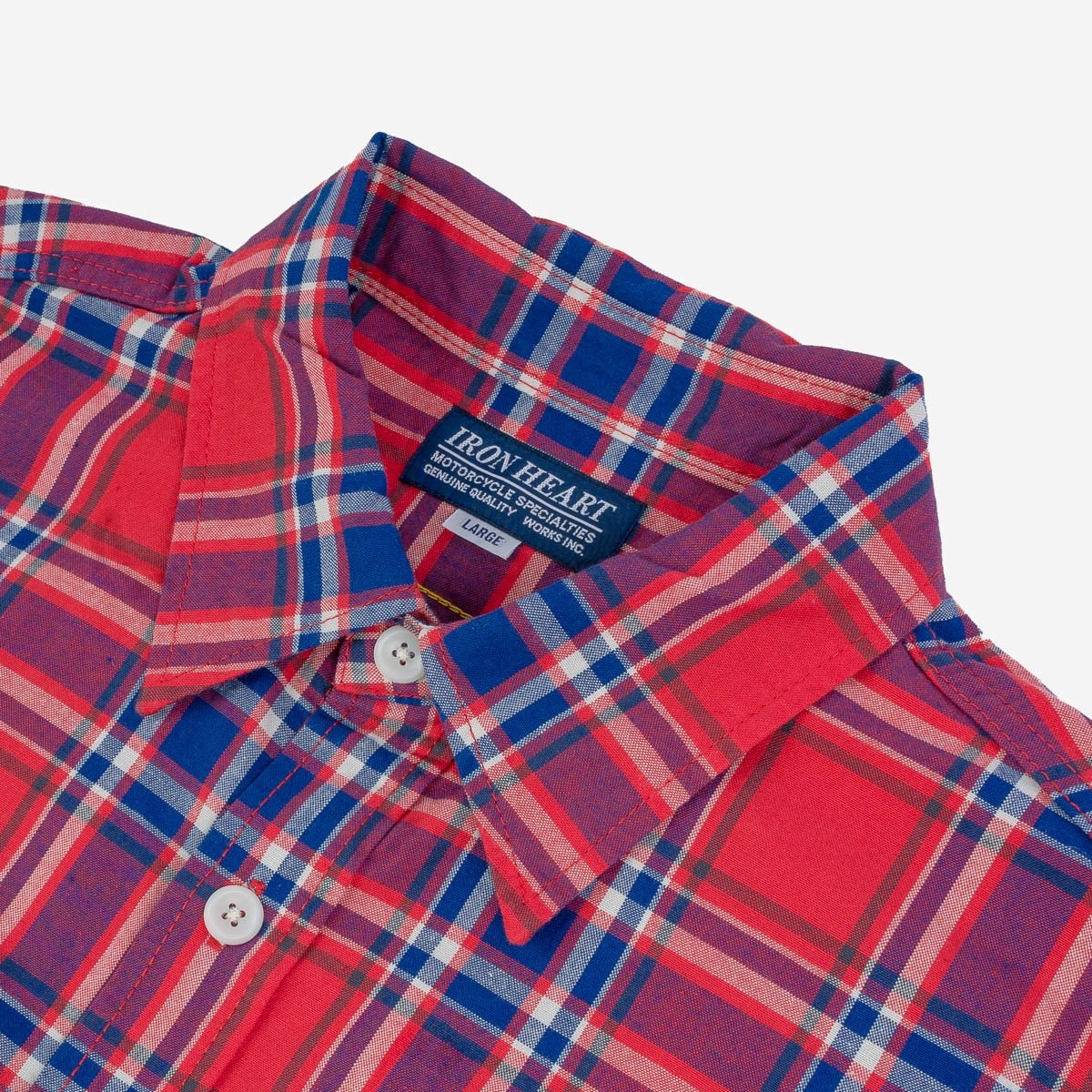IHSH-356-RED 5oz Selvedge Madras Check Work Shirt - Red - 7