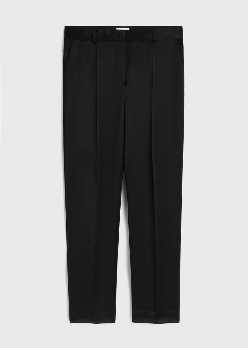 Low-waist satin trousers black - 1