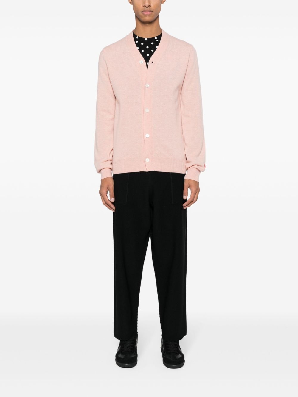 logo-appliqué wool cardigan - 2