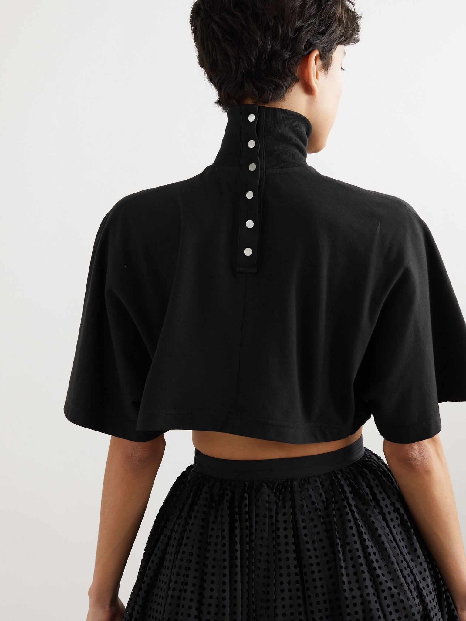 Cropped cotton-jersey turtleneck T-shirt Black - 3
