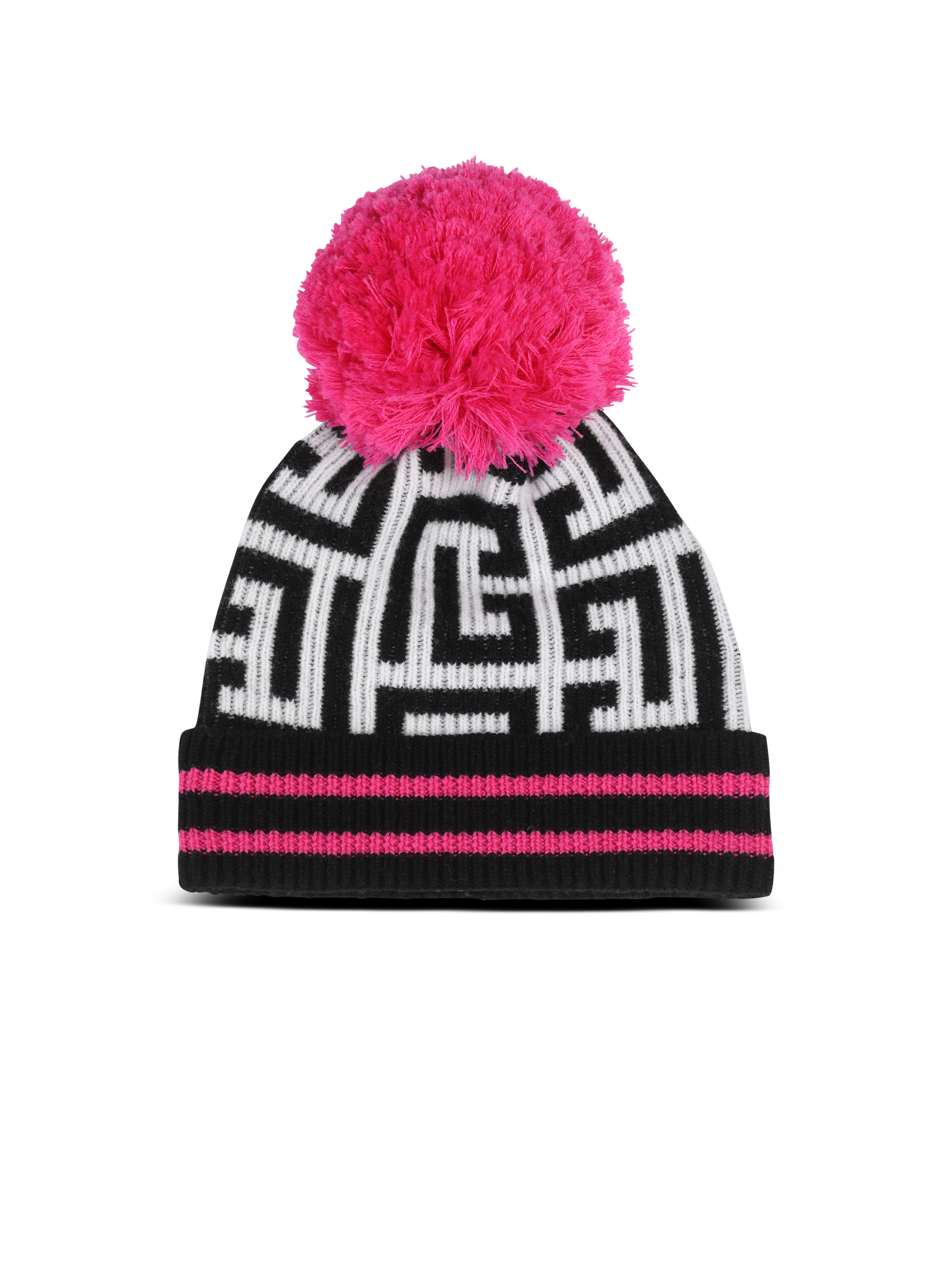Wool hat with large Balmain monogram 1